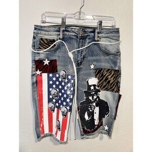 Lifted Anchor Mens Shorts 32 Skulls  USA Flag Uncle Sam 4th Of July